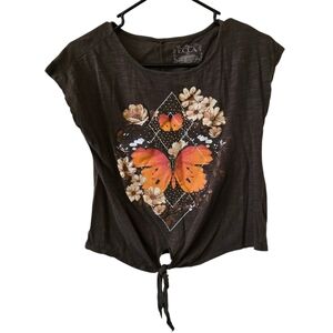 ECLA Medium Y2K Brown Butterfly Print Top